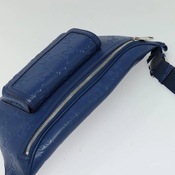 GUCCI GG Emboss Body Bag Silver Blue 645093 Auth am8486 - Picture 7 of 16